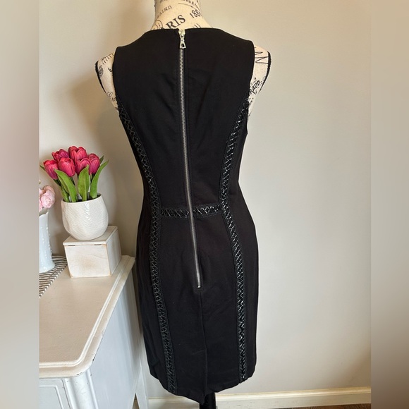 Catherine Malandrino Black Stretchy Dress with Faux Leather Detail Size 4 - Picture 2 of 5